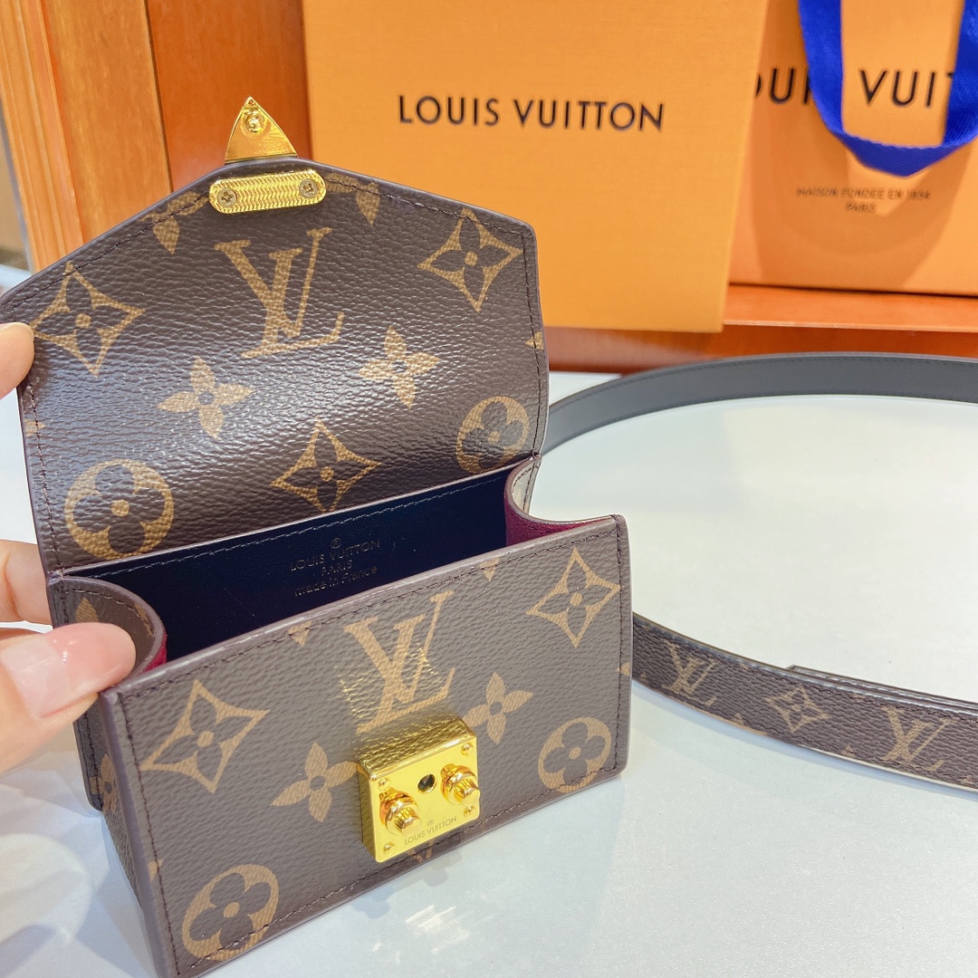 LV腰包系列腰带采用双面原版皮料搭配