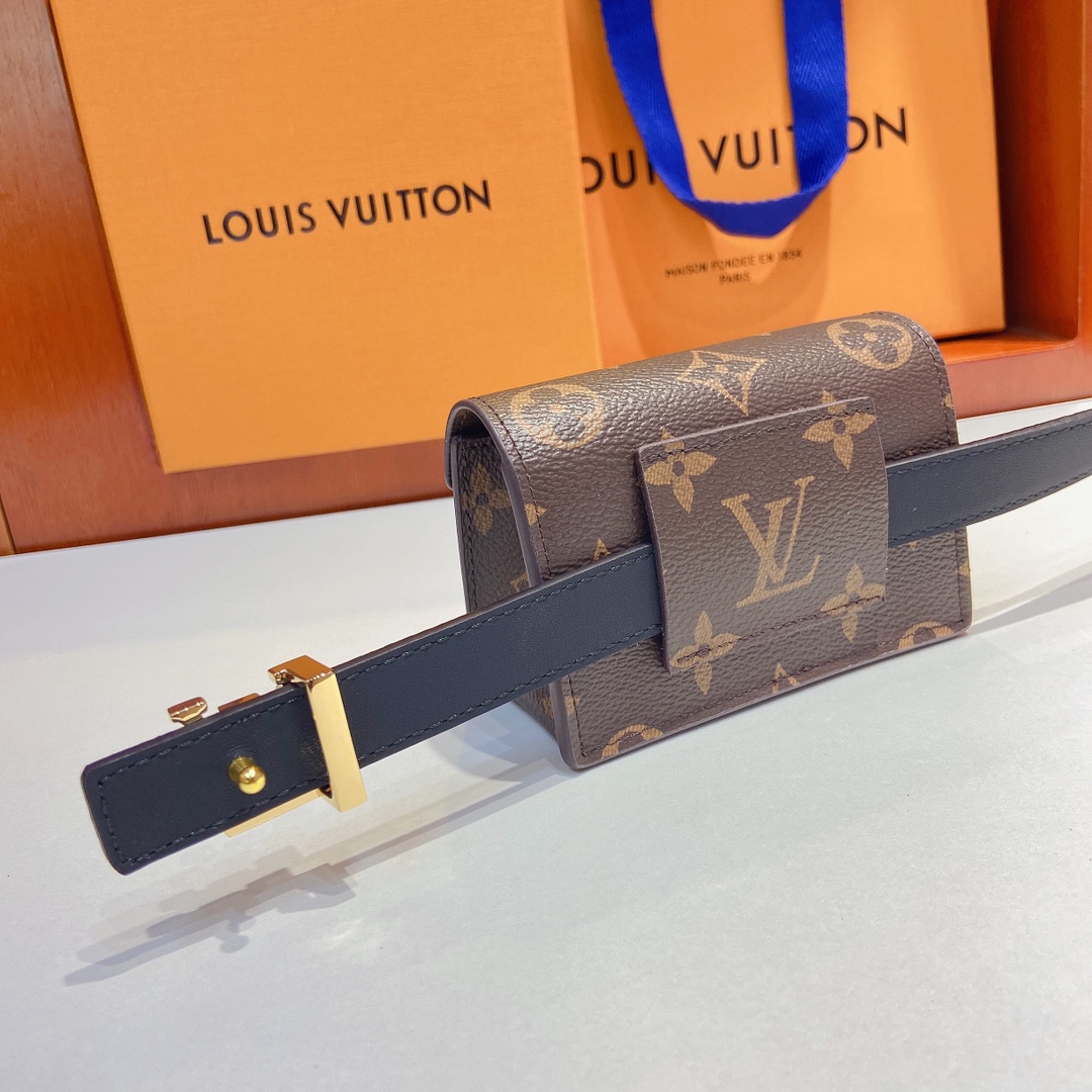 LV腰包系列腰带采用双面原版皮料搭配
