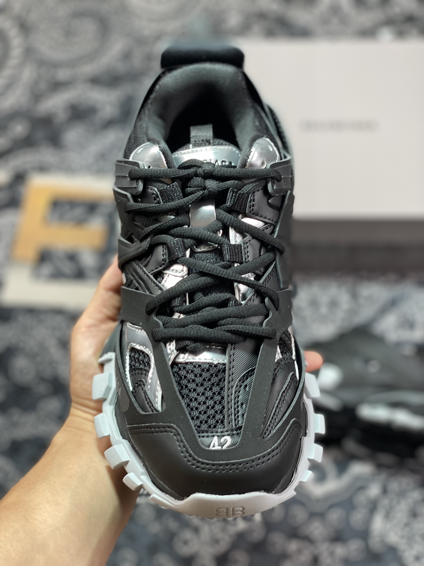 BALENCIAGA Track Traine3.0 generation series retro wild running jogging shoes ”black gray silver” 542023 W2FSC 1081