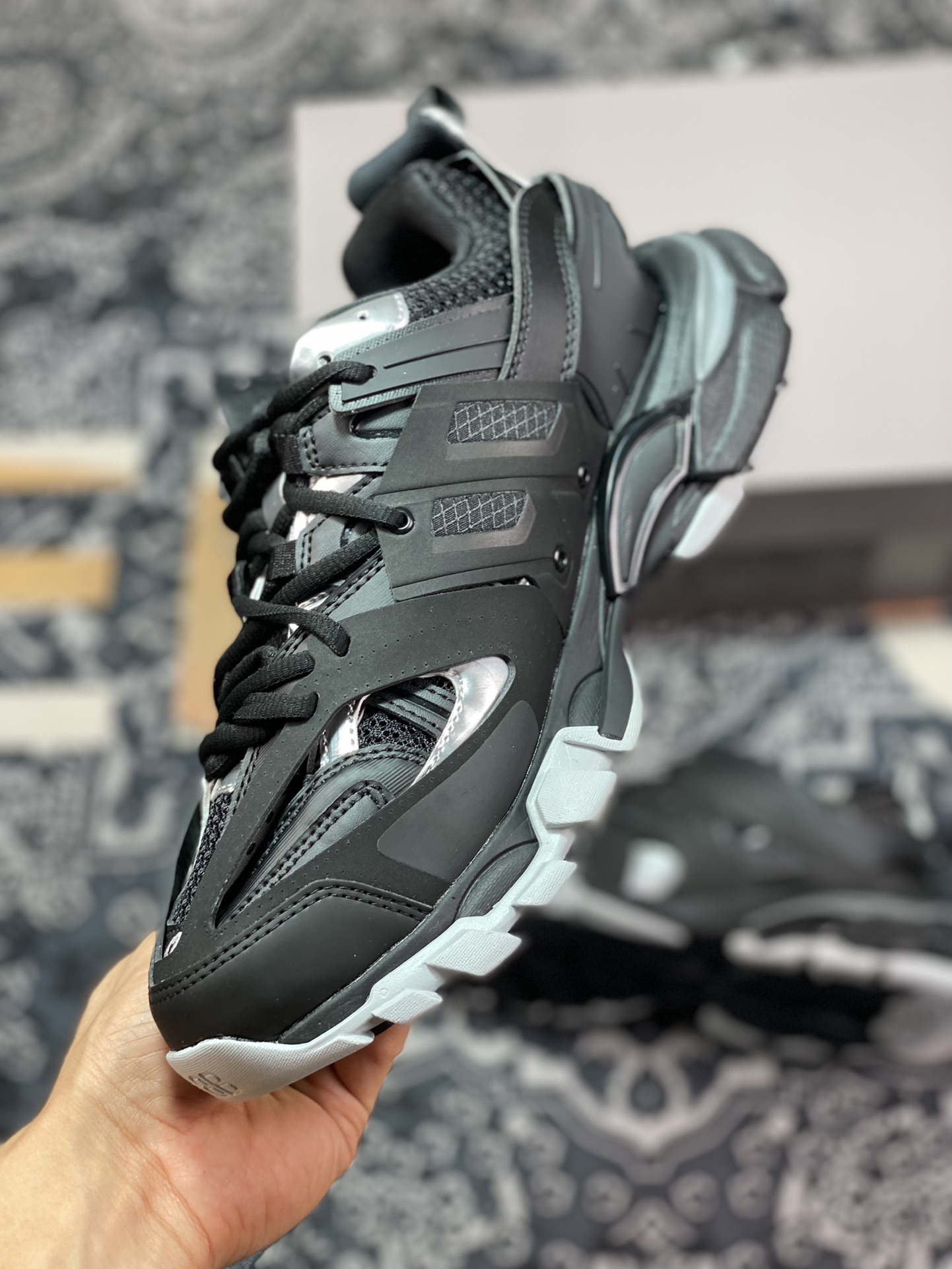 BALENCIAGA Track Traine3.0 generation series retro wild running jogging shoes ”black gray silver” 542023 W2FSC 1081