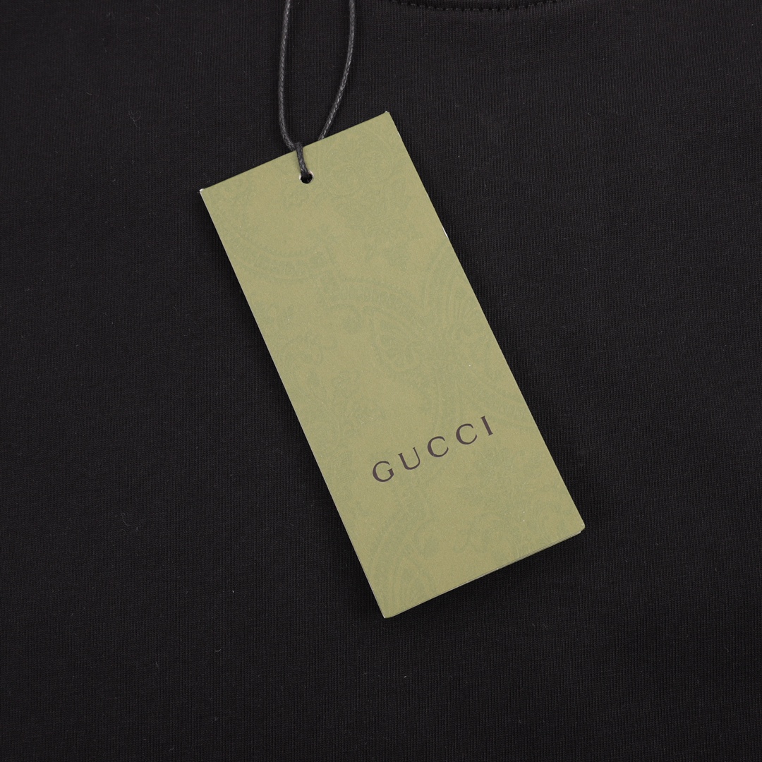 160 GUCCI/古驰 蓝色双G立体logo刺绣圆领短袖