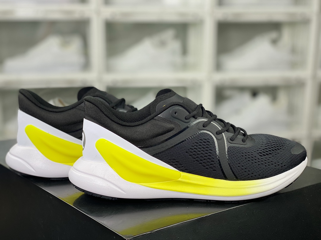 Lululemon W Blissfeel Run Low Bliss series low-top jogging shoes ”mesh black and white fluorescent yellow gradient” LW9EF1S 01-22