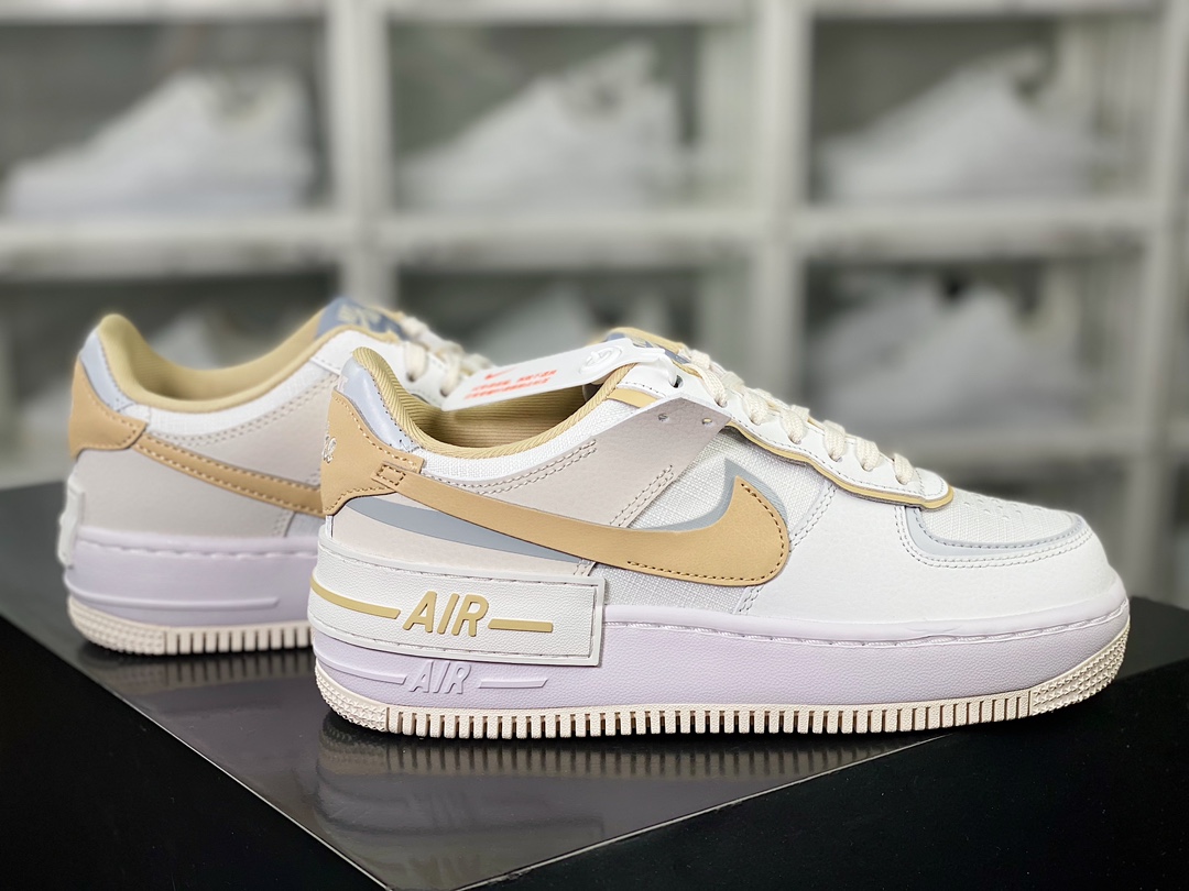 WMNS Air Force 1 Shadow ”Sail Tan” Air Force 1 sneakers ”white gray milk tea yellow” DV7449-100