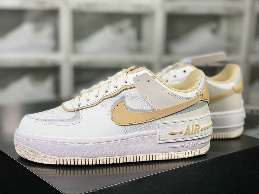 WMNS Air Force 1 Shadow ”Sail Tan” Air Force 1 sneakers ”white gray milk tea yellow” DV7449-100