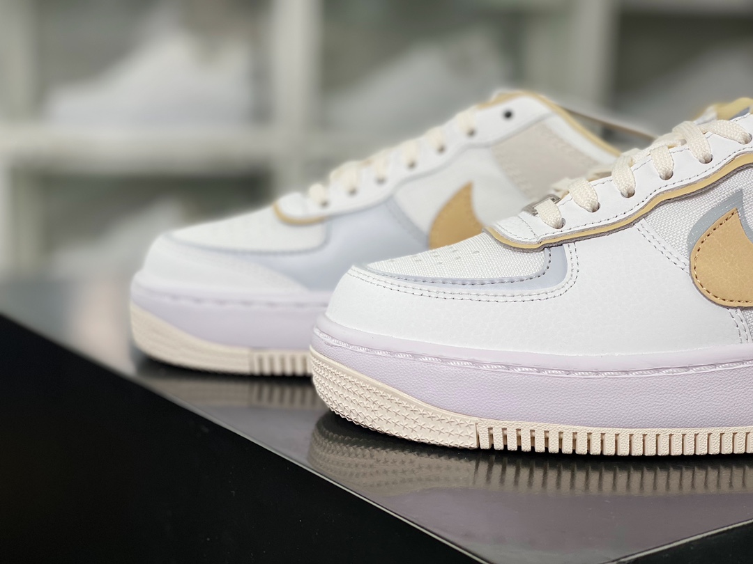 WMNS Air Force 1 Shadow ”Sail Tan” Air Force 1 sneakers ”white gray milk tea yellow” DV7449-100