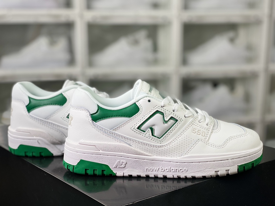 New Balance BB550 Series Classic Retro Low-top Basketball Shoes ”Leather White Dark Green” BB550SWB