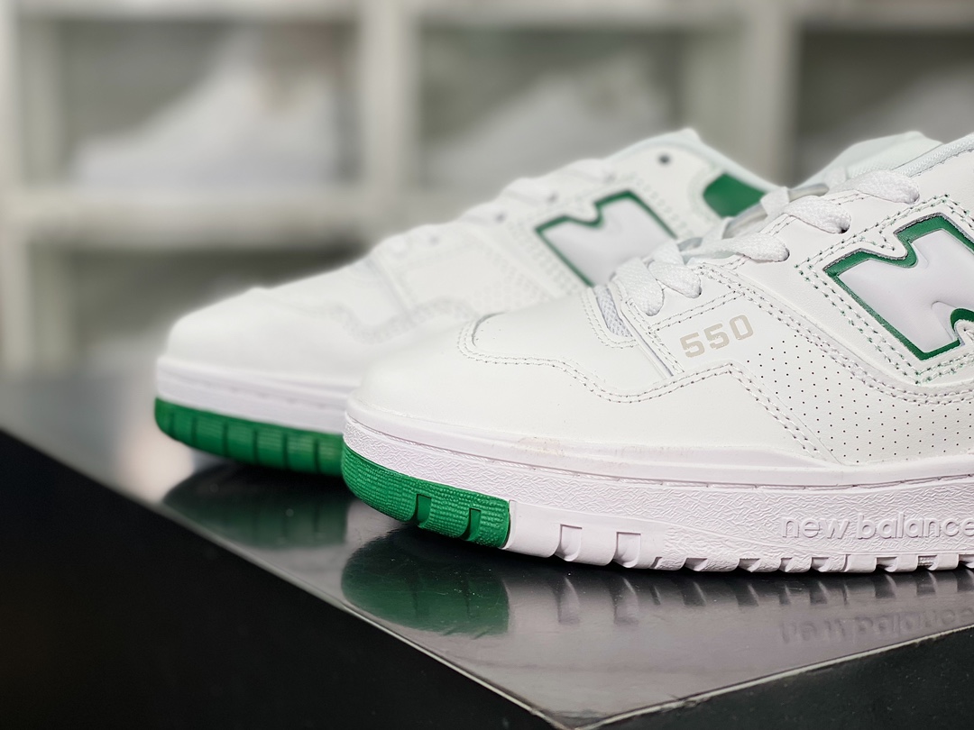 New Balance BB550 Series Classic Retro Low-top Basketball Shoes ”Leather White Dark Green” BB550SWB