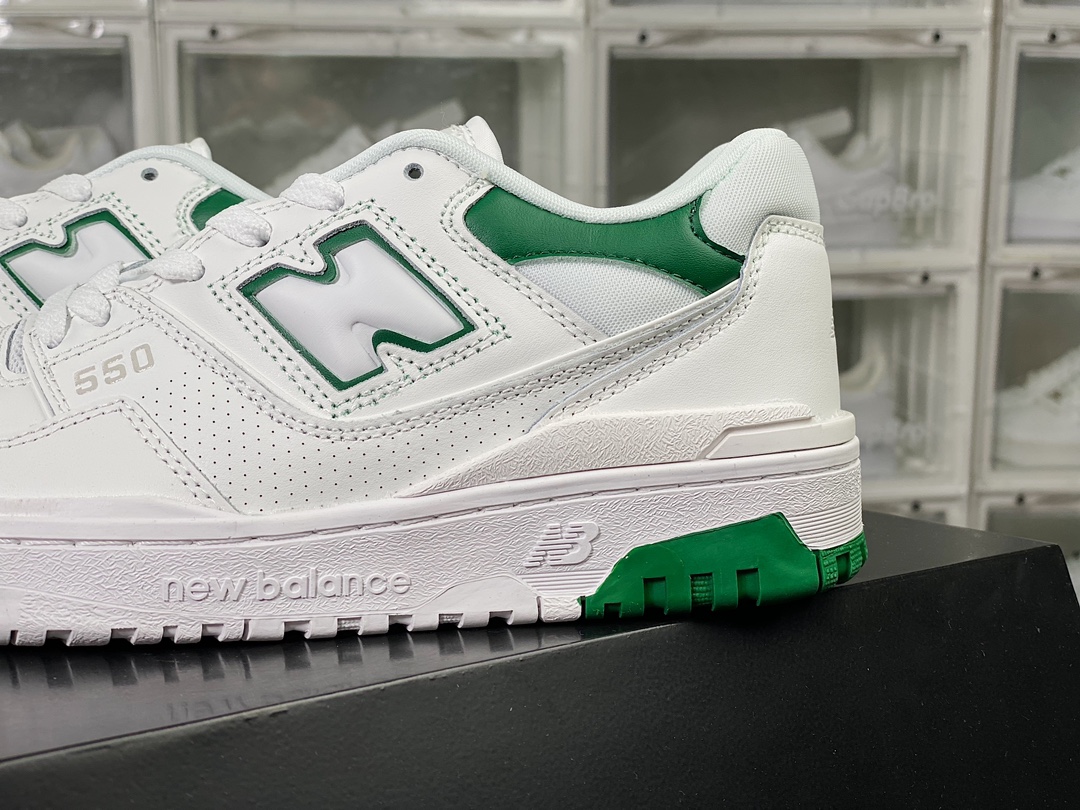 New Balance BB550 Series Classic Retro Low-top Basketball Shoes ”Leather White Dark Green” BB550SWB