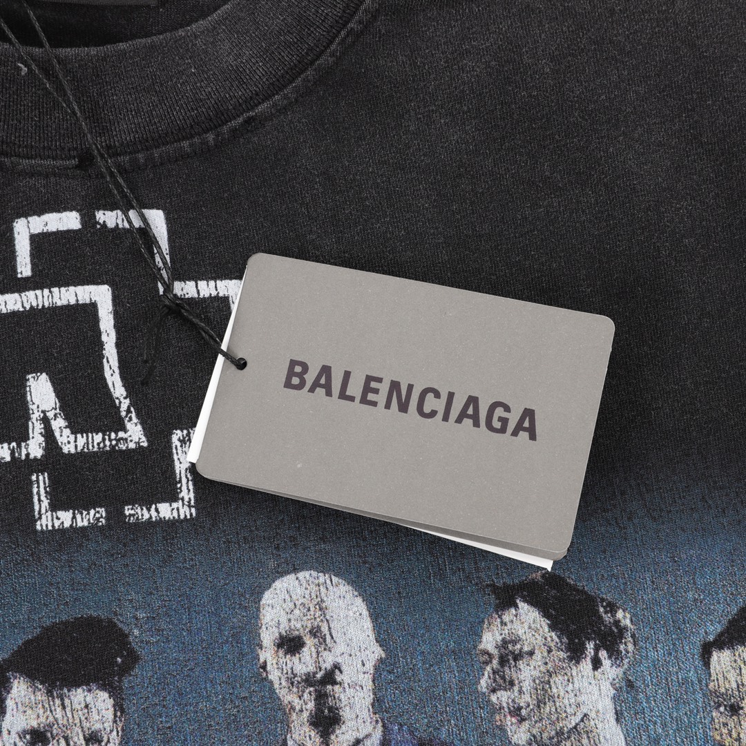 Balenciaga/巴黎世家 德国战车人像乐队印花短袖