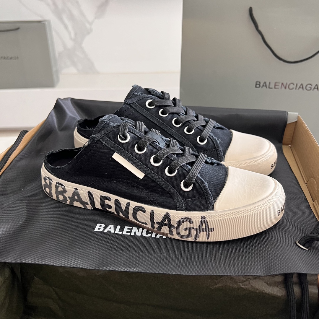 Balenciaga Skateboard Shoes Canvas Shoes Casual Shoes Half Slippers Luxury Cheap Replica Black Pink Red White Unisex Canvas Rubber Spring/Summer Collection Vintage Low Tops