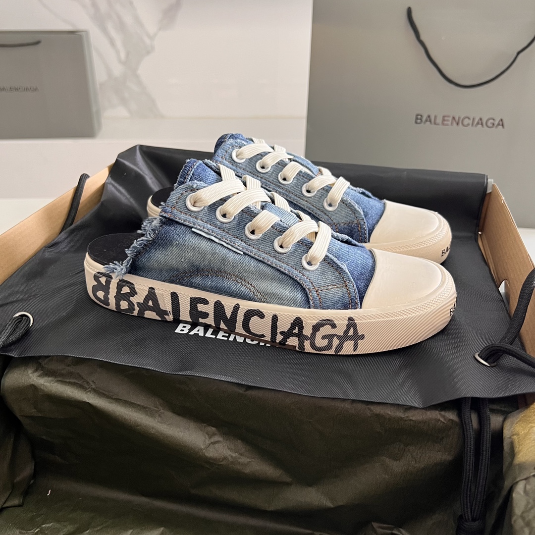 Wholesale 2023 Replica Balenciaga AAAAA+ Skateboard Shoes Canvas Shoes Casual Shoes Half Slippers Black Pink Red White Unisex Canvas Rubber Spring/Summer Collection Vintage Low Tops