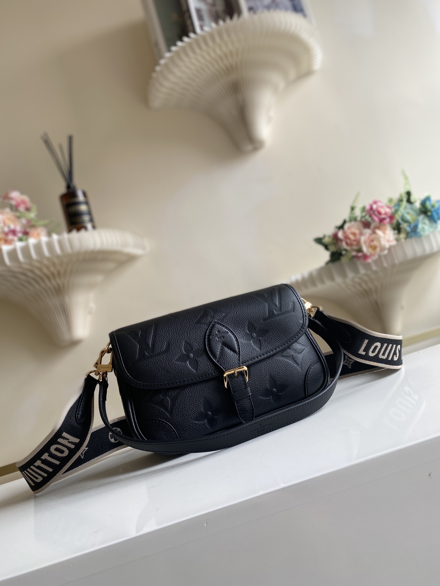 Louis Vuitton LV Diane Bags Handbags Black Empreinte​ M46388