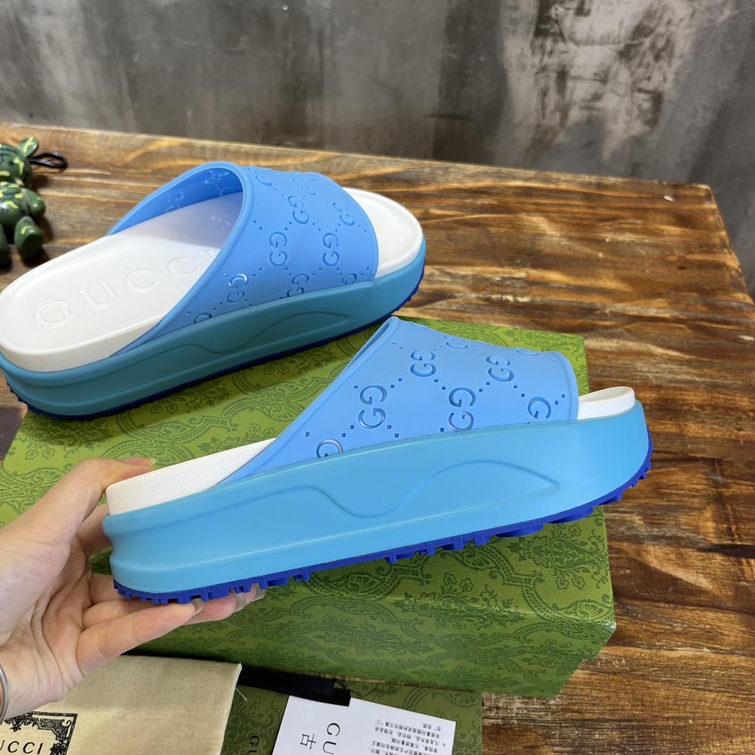Gucci ｜Miami 2023夏季马卡龙色厚底 拖鞋舒适百搭 马卡龙配色 厚底拉长了 小仙女们腿部线条