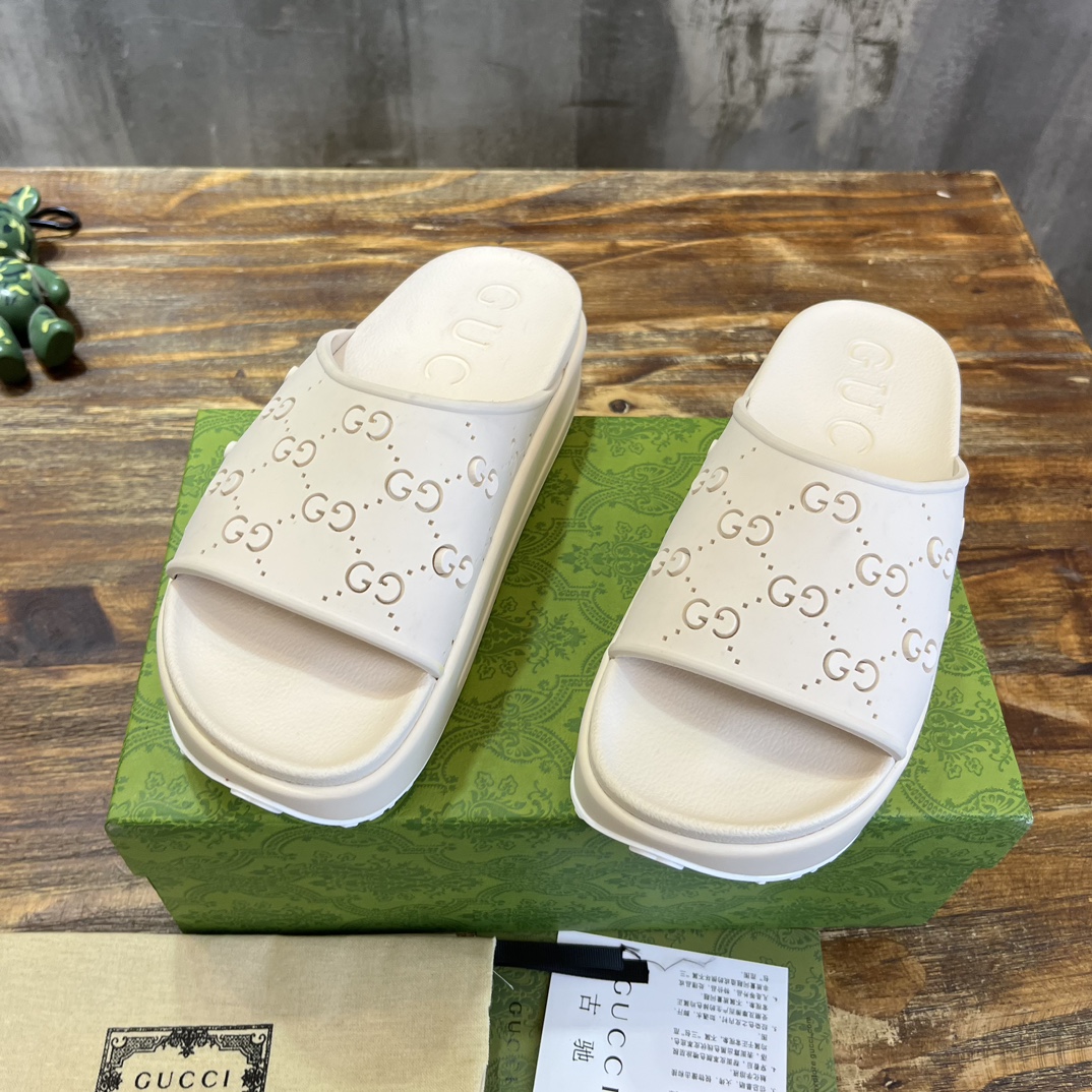 Gucci ｜Miami 2023夏季马卡龙色厚底 拖鞋舒适百搭 马卡龙配色 厚底拉长了 小仙女们腿部线条