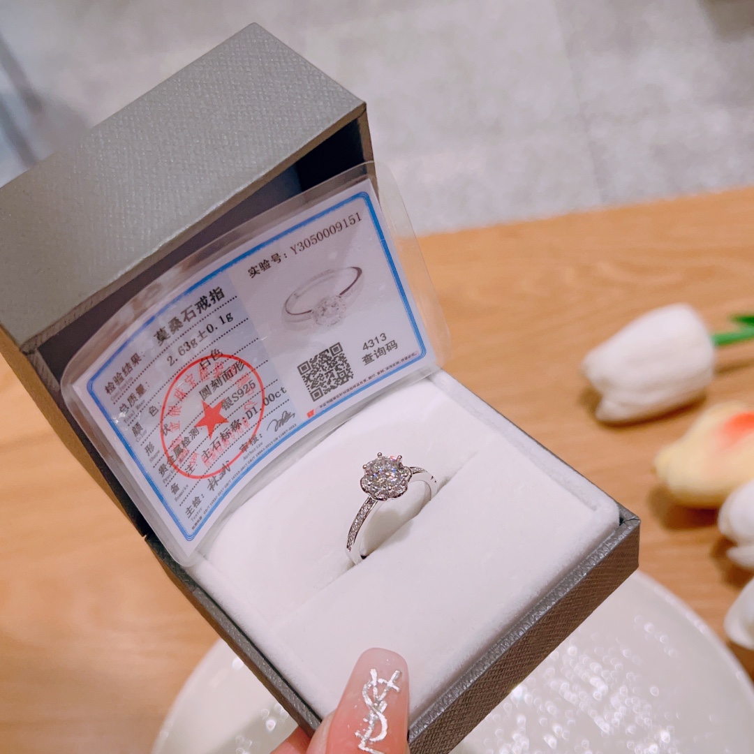 Solid Silver Moissanite Ring Korean Style Christmas Silver