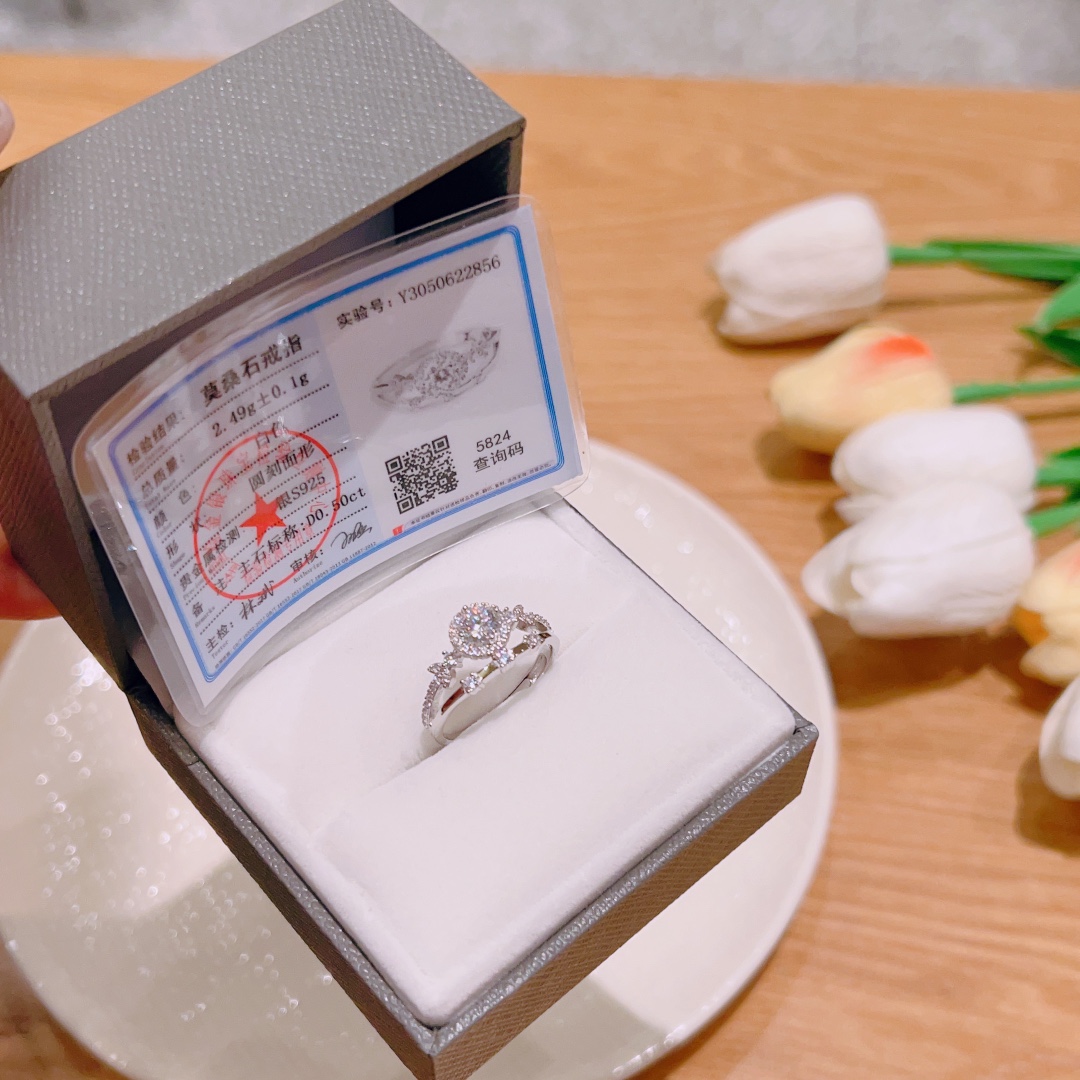 Allergiearmes Silber Moissanit Ring Frisch Verlobung Silber