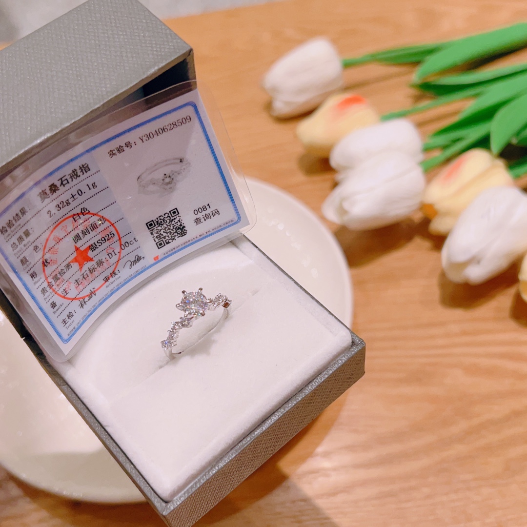 Solid Silver Moissanite Ring Ethereal Annual Party Gold