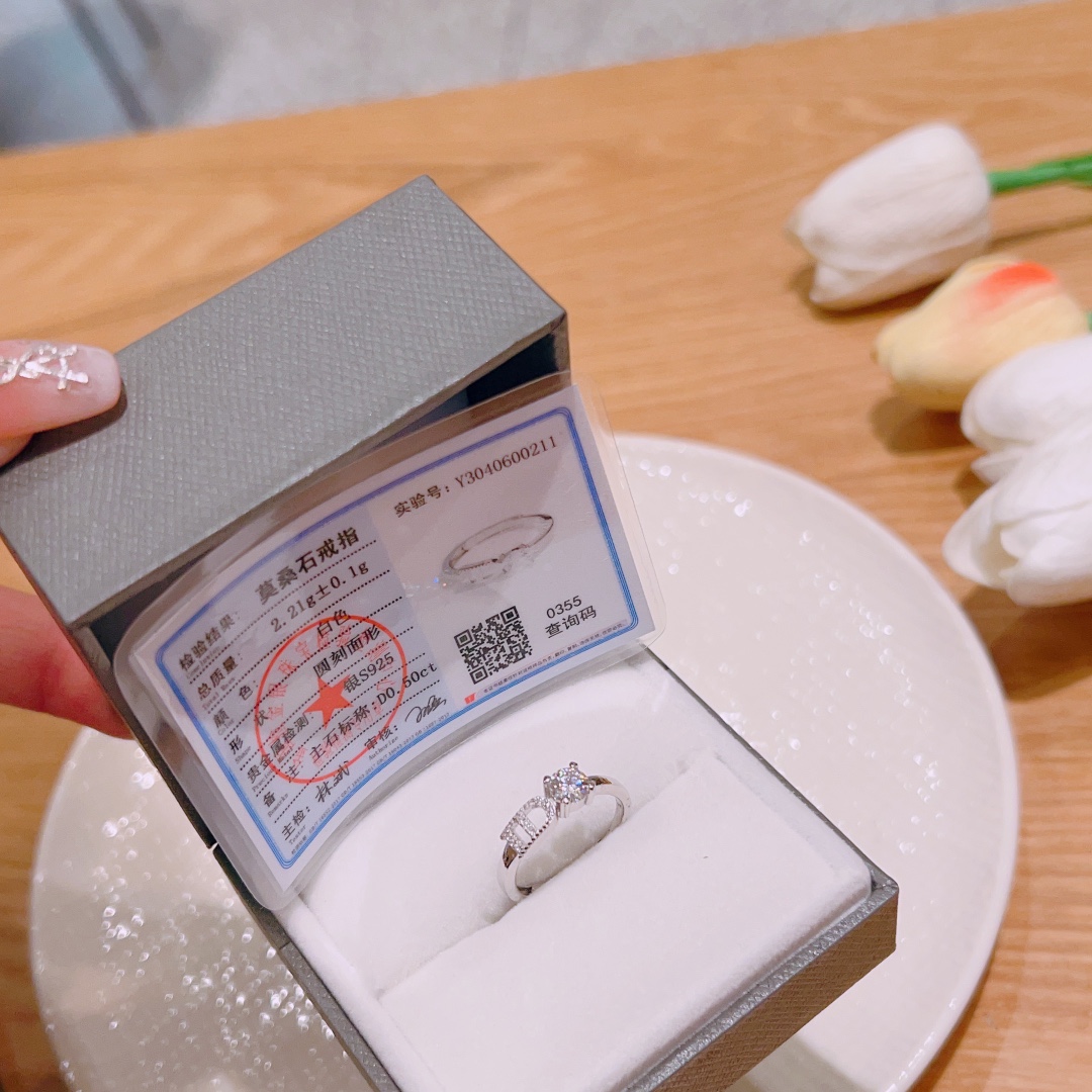 S925 Sterlingsilber Moissanit Ring Süß Geschenk für beste Freundin