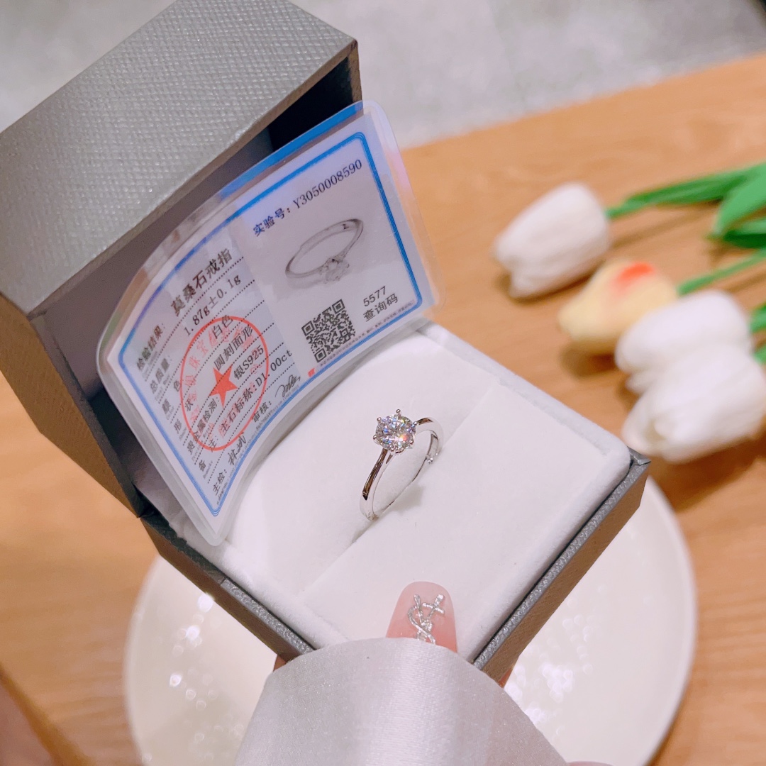 925 Silber Moissanit Ring Minimalistisch Geburtstag Gold