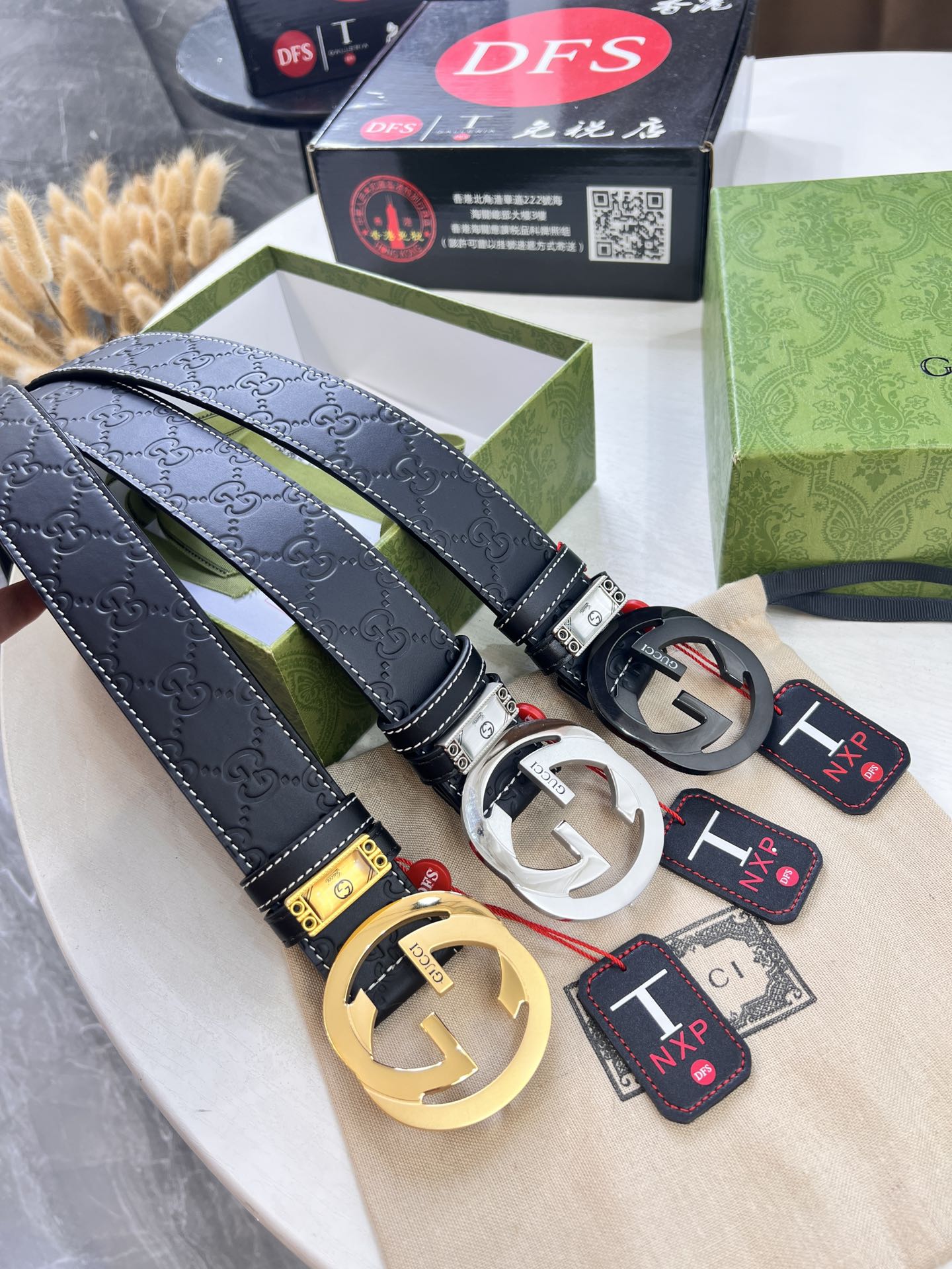 古奇GUCCi男士皮带 ZP开模制作 2023年最新款 zp同步大G平面 压花牛皮 原厂牛皮低手感手感细腻 内穿GG五金 霸气十足 4 0cm