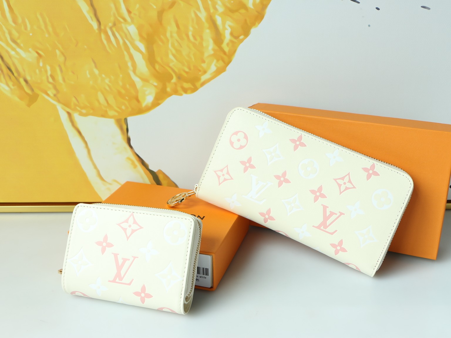 Luxury leather goods collection display, showcasing the set's elegant design.