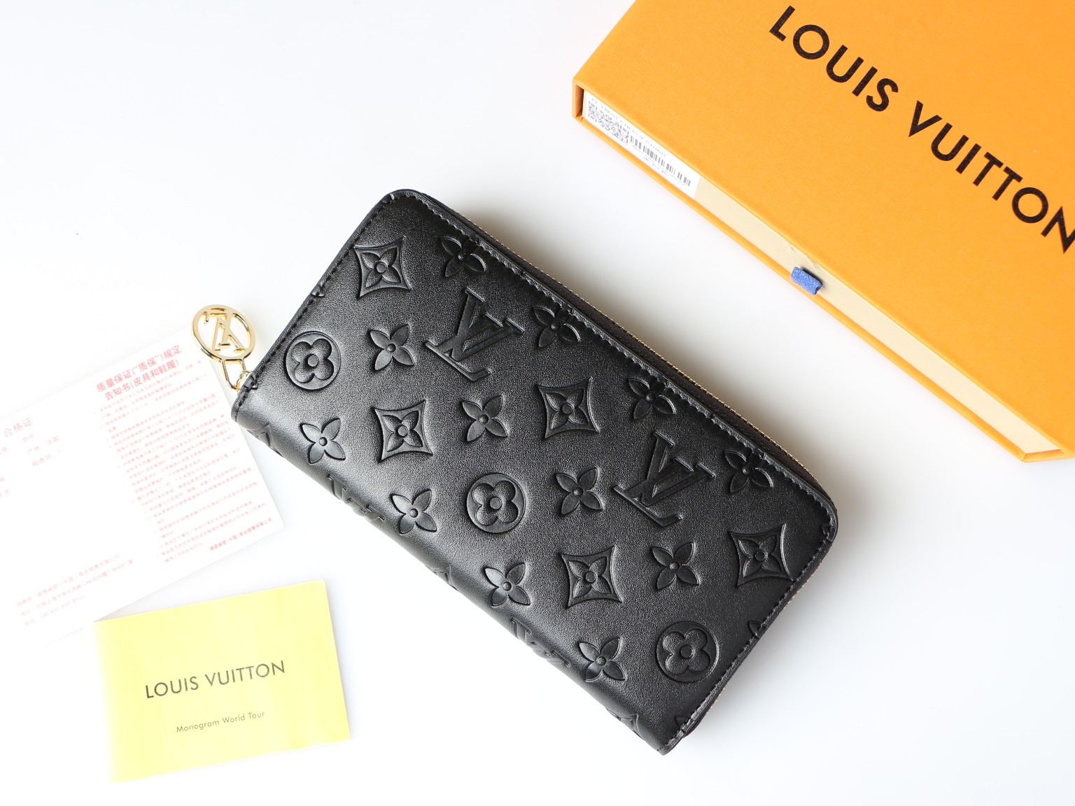 Close up of leather long wallet texture