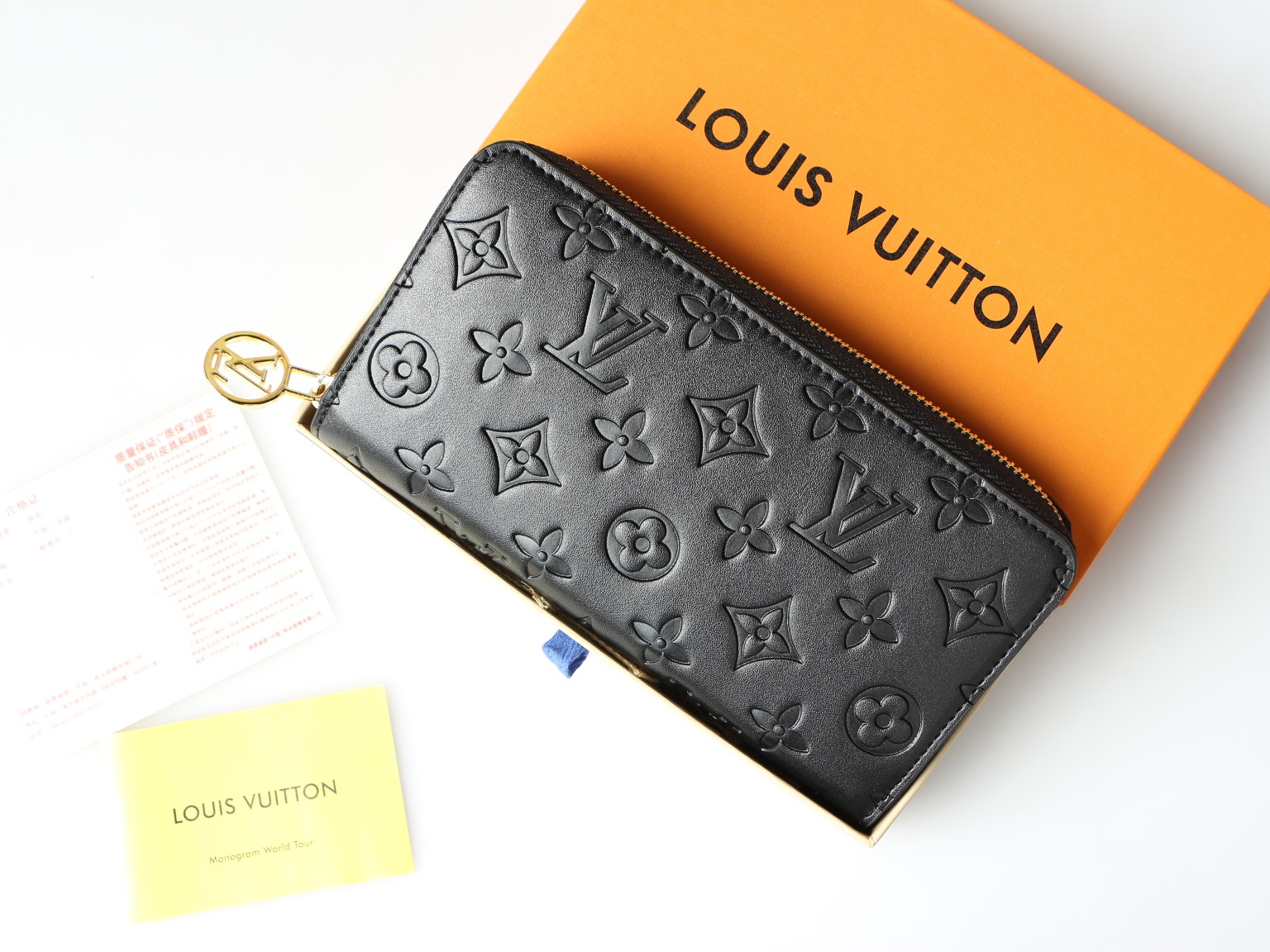 Leather long wallet zippered coin pocket