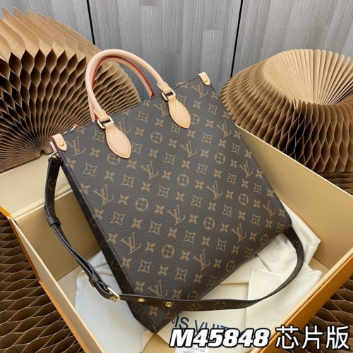 Louis Vuitton Petit Sac Plat Monogram Canvas Tote Bag with Crossbody Strap 1 Louis Vuitton Petit Sac Plat Monogram Canvas Tote Bag with Crossbody Strap