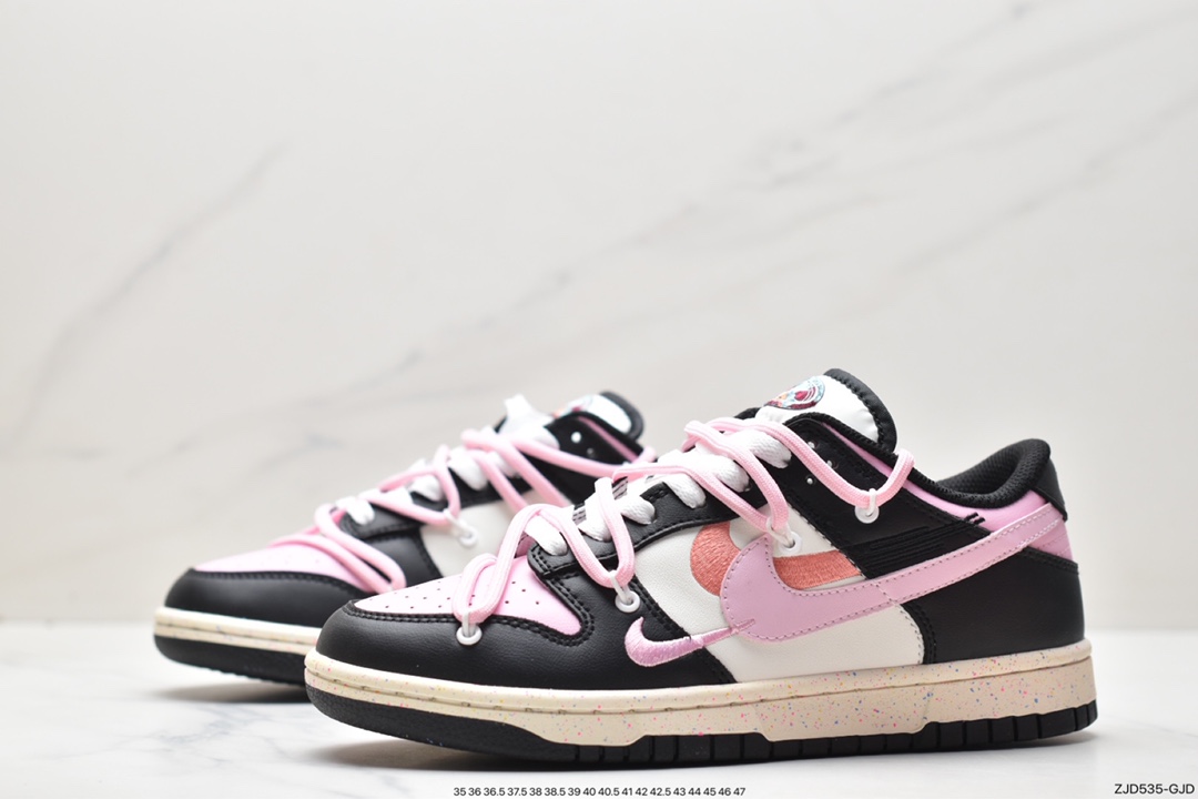 240 耐克 Nike SB Dunk Low 解构抽绳绑带低帮滑板鞋 “黑白粉” FD4623-131