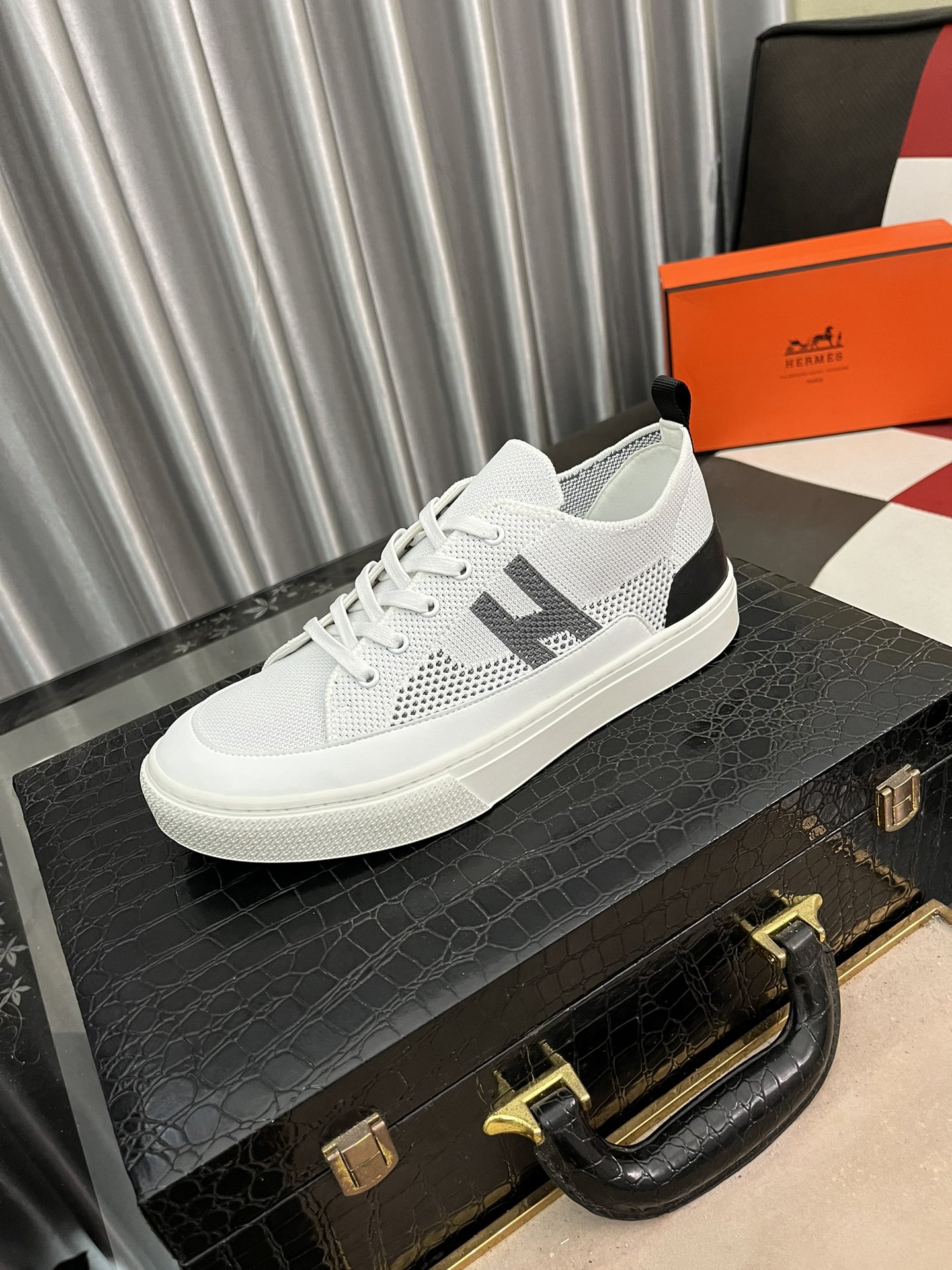 Hermes Shoes Sneakers Splicing Men Cowhide Fashion Casual