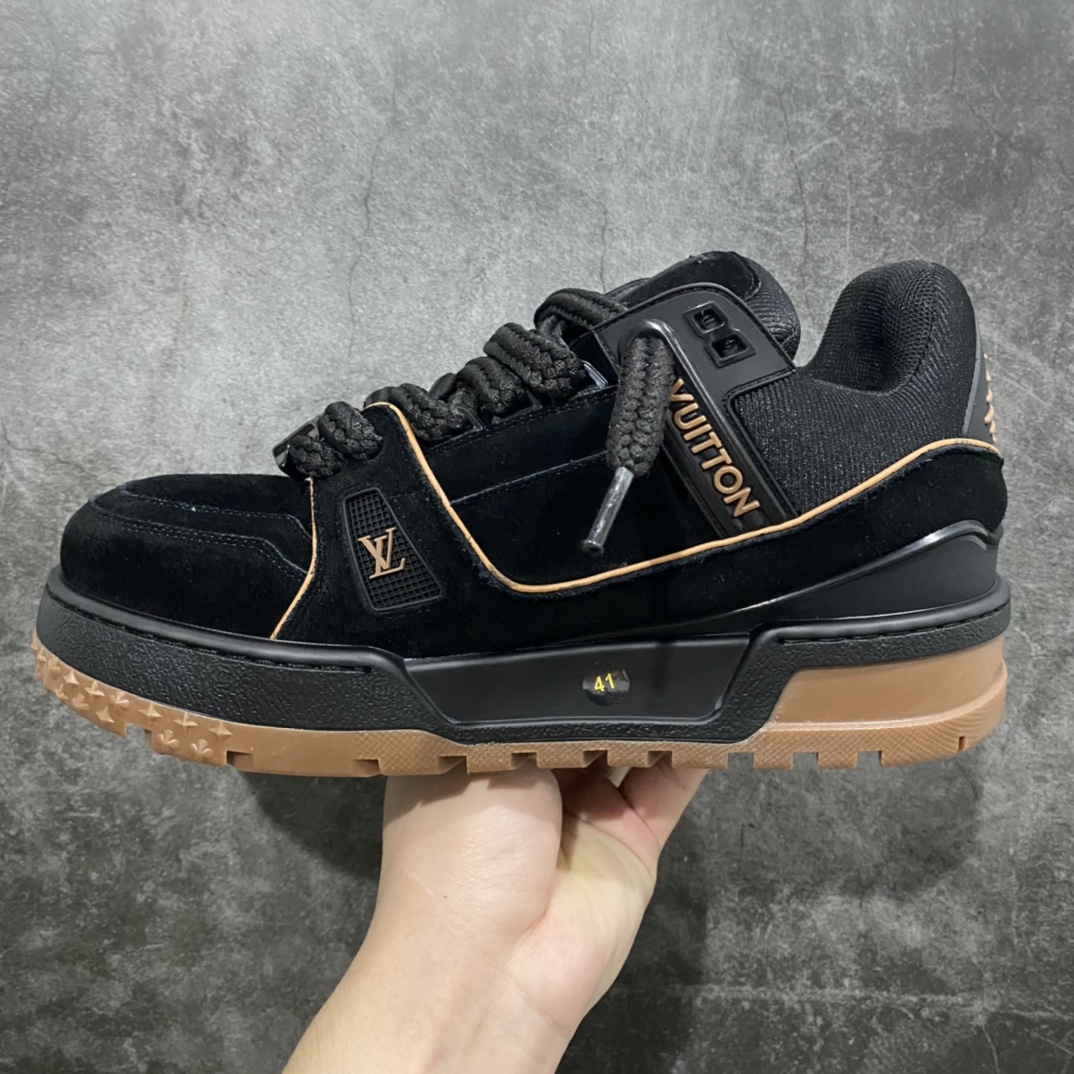 [Top quality blank offset plate] LV Trainer Maxi black and brown chubby