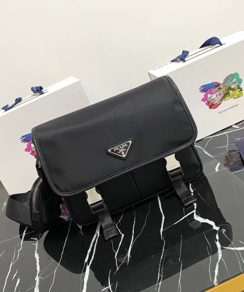 Prada Messenger Bag Medium Black Nylon and Saffiano Leather Trim 1 Prada Messenger Bag Medium Black Nylon and Saffiano Leather Trim