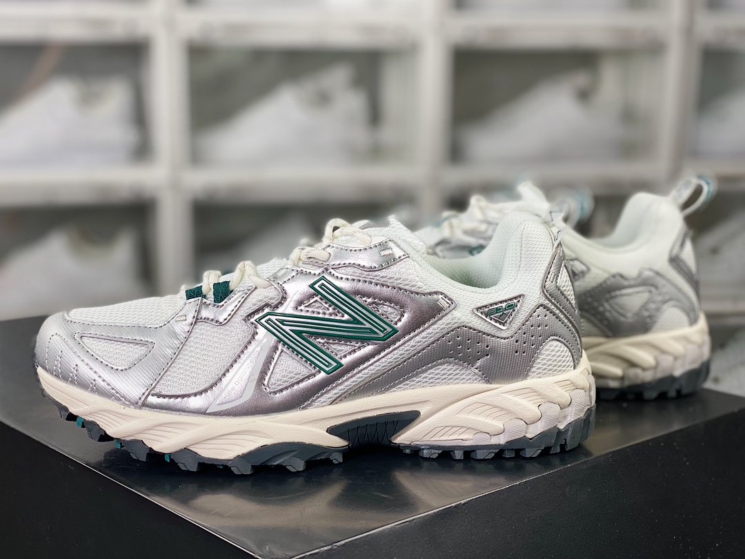 New Balance ML610T ”Silver Metallic” series low-cut mountain trail running shoes ”Space Silver White and Emerald Green” ML610TAE