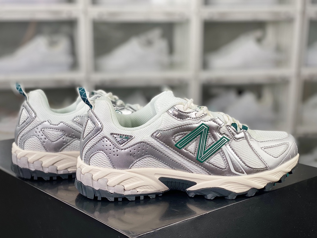 New Balance ML610T ”Silver Metallic” series low-cut mountain trail running shoes ”Space Silver White and Emerald Green” ML610TAE