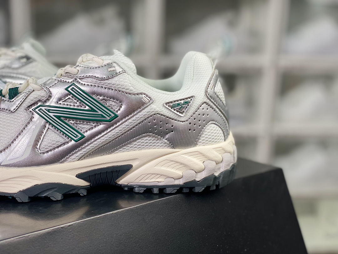 New Balance ML610T ”Silver Metallic” series low-cut mountain trail running shoes ”Space Silver White and Emerald Green” ML610TAE