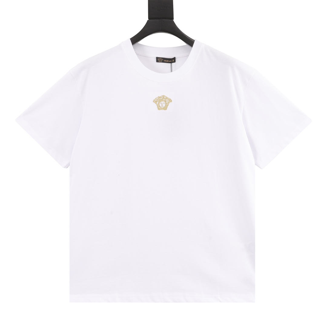Versace/ Versace Camiseta de manga corta con pequeño bordado de retrato en el pecho, edición limitada de verano, estilo…