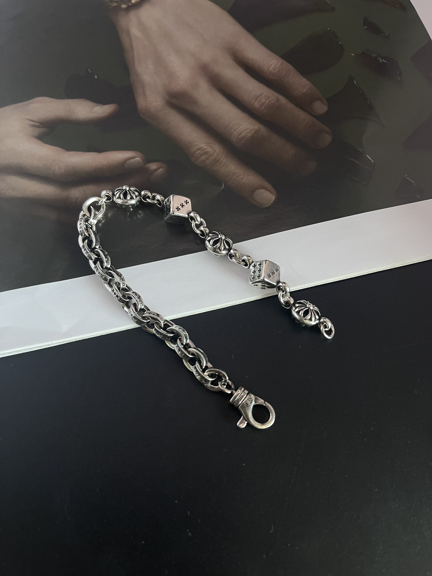 Chrome Hearts 克罗心骰子字母拼接手链 尺寸18/20/22厘米