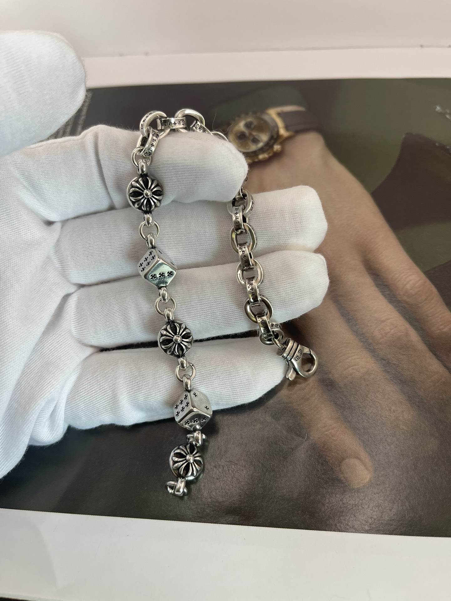 Chrome Hearts 克罗心骰子字母拼接手链 尺寸18/20/22厘米