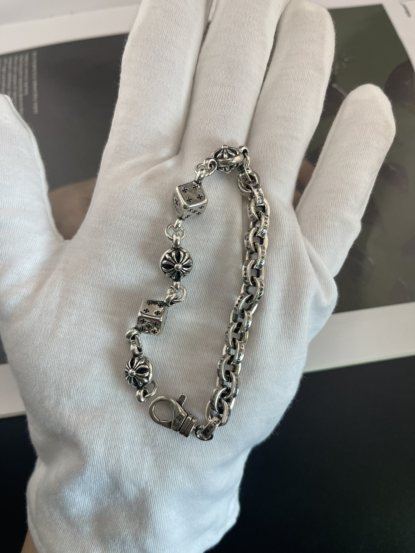 Chrome Hearts 克罗心骰子字母拼接手链 尺寸18/20/22厘米