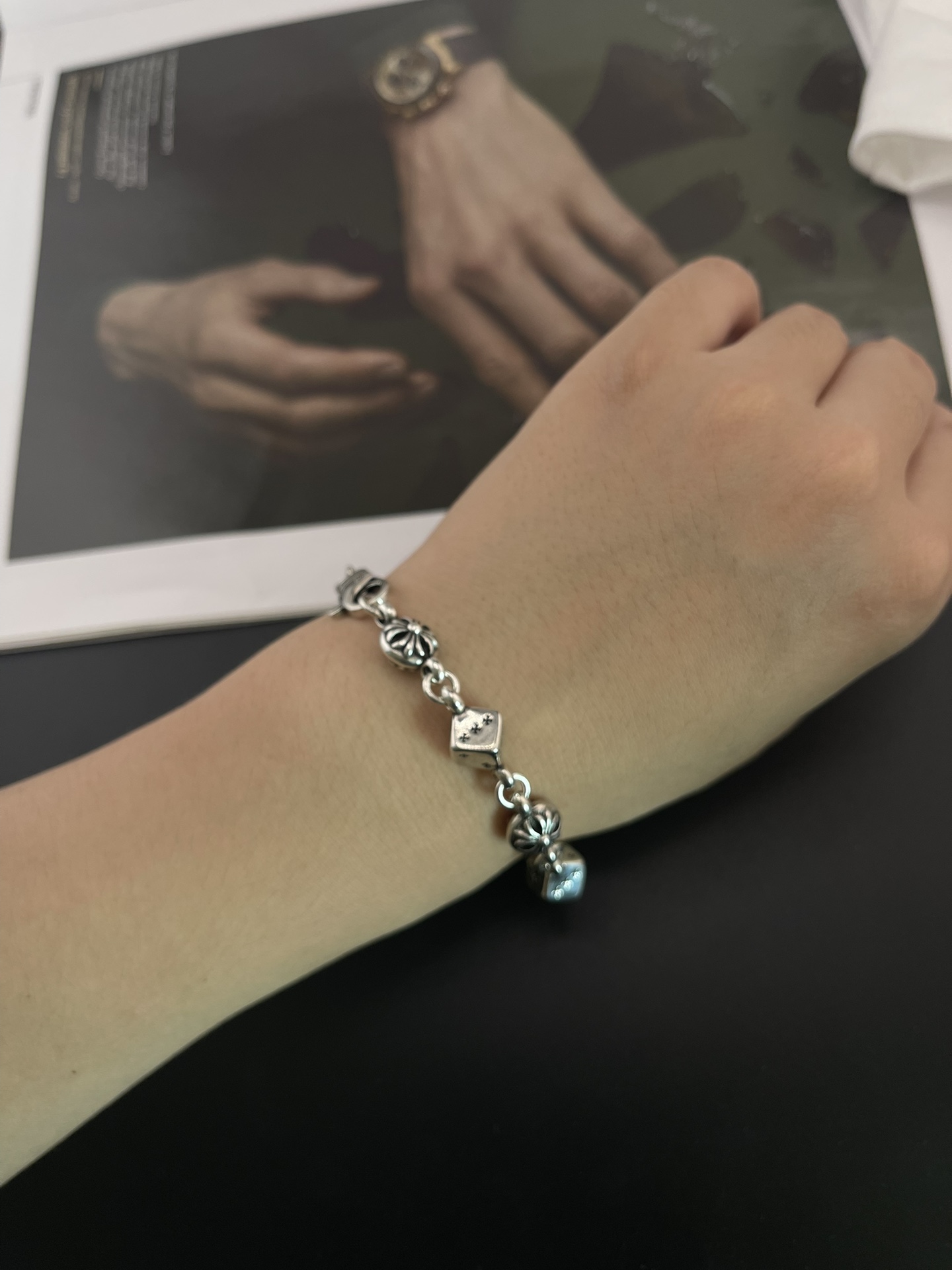 Chrome Hearts 克罗心骰子字母拼接手链 尺寸18/20/22厘米