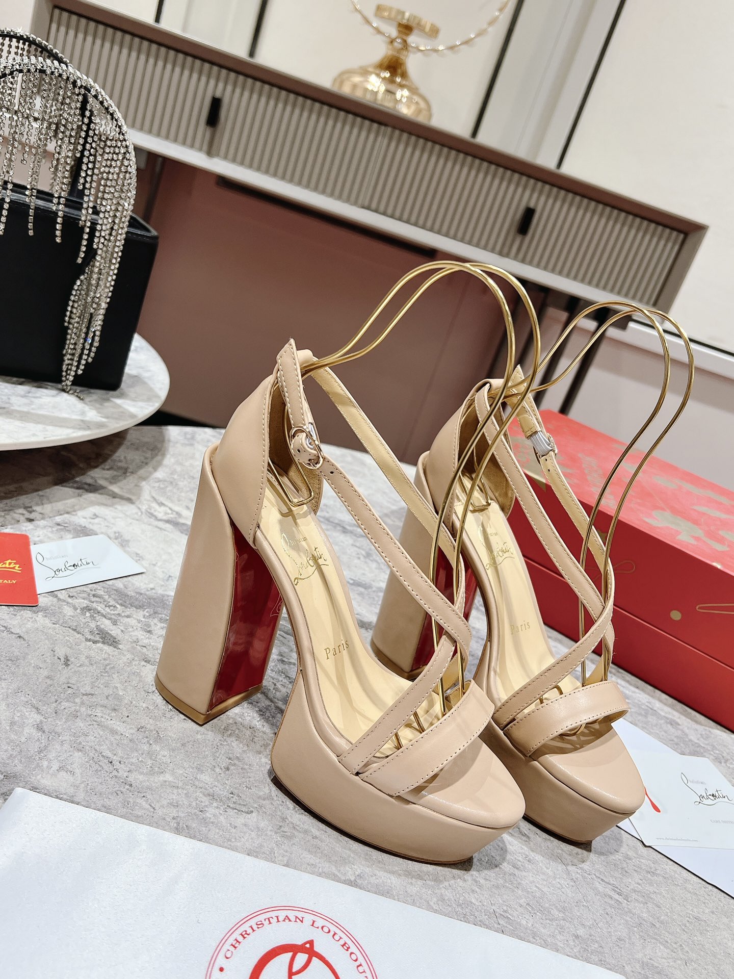 Store
 Christian Louboutin Buy Shoes High Heel Pumps Sandals Black Calfskin Cowhide Patent Leather