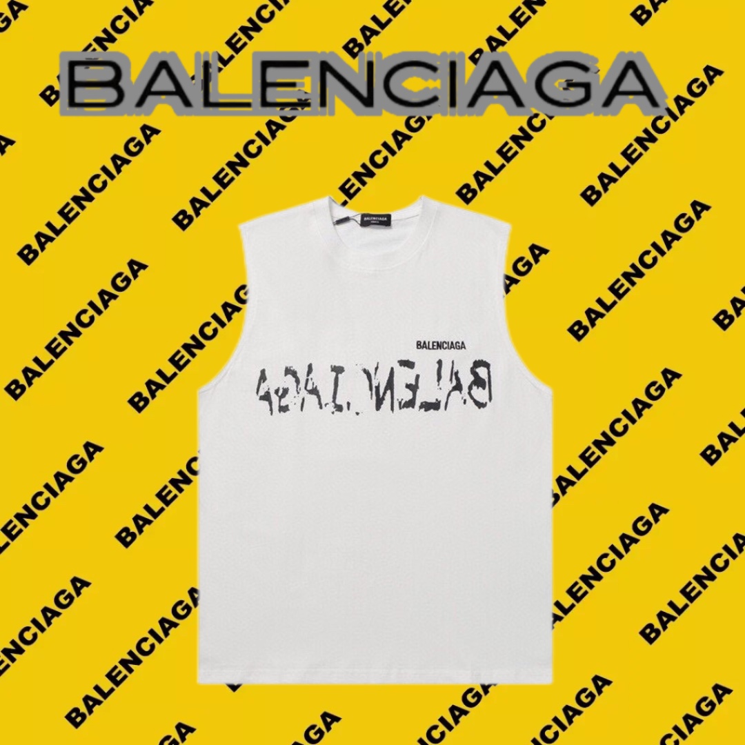 Balenciaga Abbigliamento Canotta Nero Doodle Bianco Ricamo Unisex Tessuto