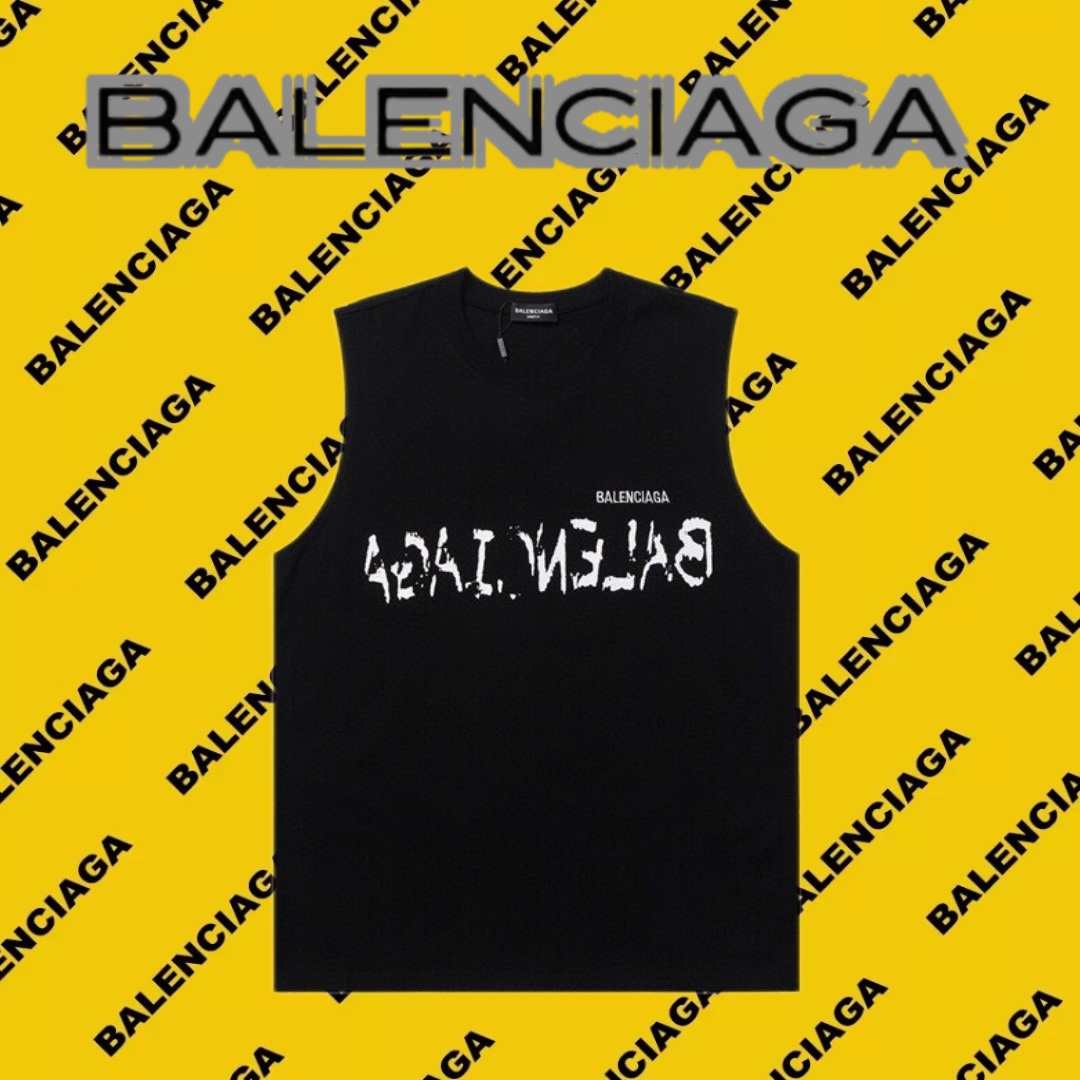 Balenciaga Abbigliamento Canotta Nero Doodle Bianco Ricamo Unisex Tessuto