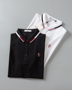 Moncler Clothing Polo T-Shirt Cotton Mercerized Short Sleeve