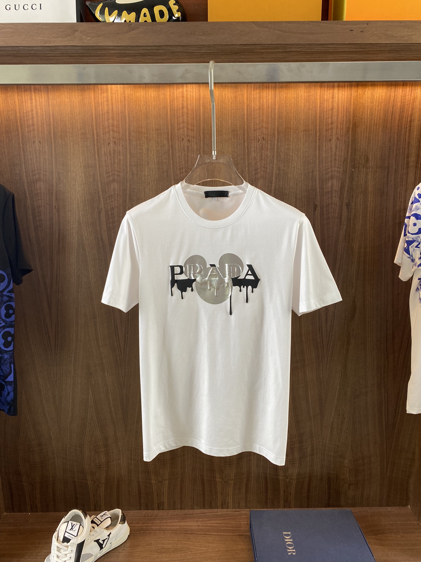 Prada Clothing T-Shirt Cotton Mercerized Spring/Summer Collection Short Sleeve