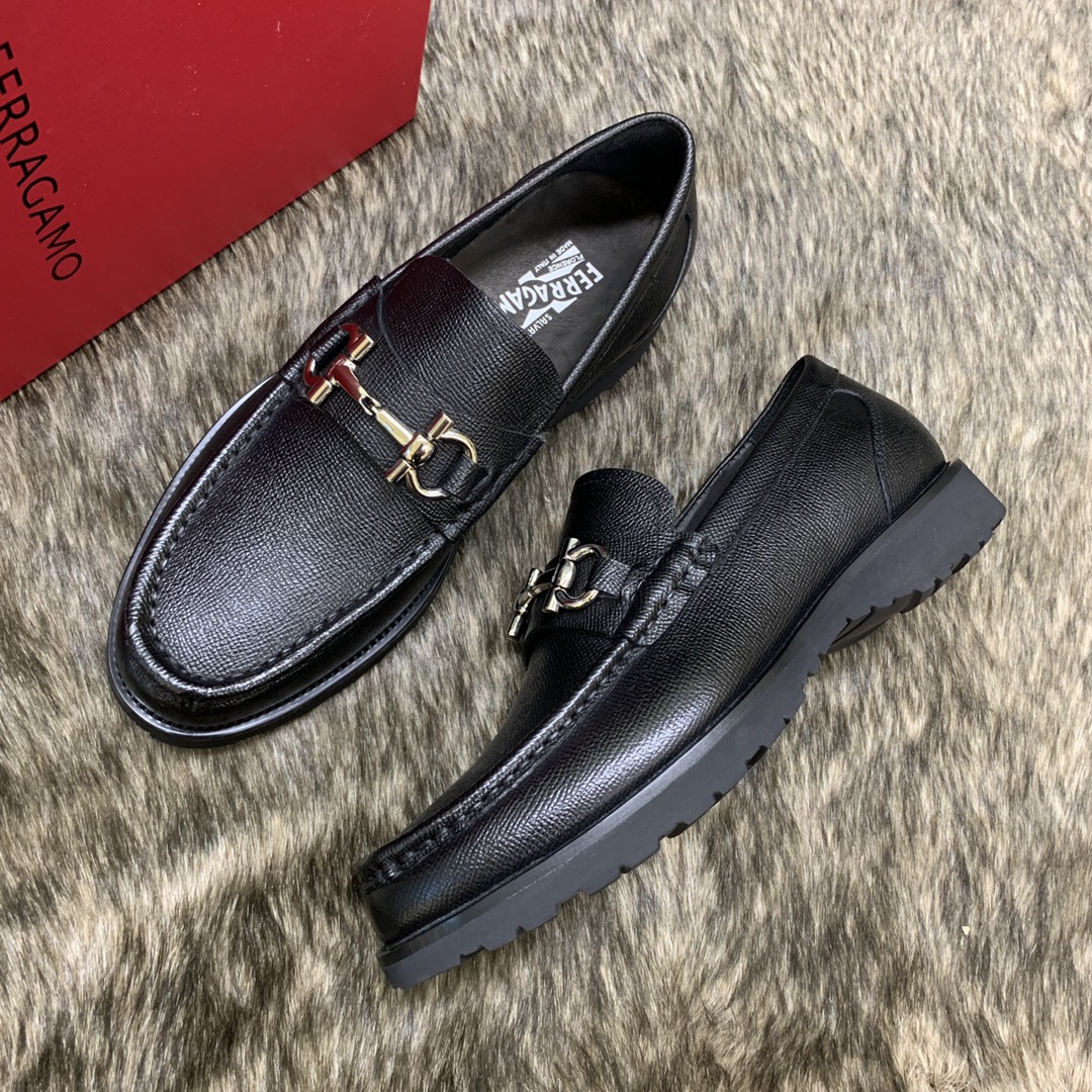 Ferragamo Men's Black Leather Loafers with Silver Buckle Detail - Size 39-44 7 i1686408664 1544 5
