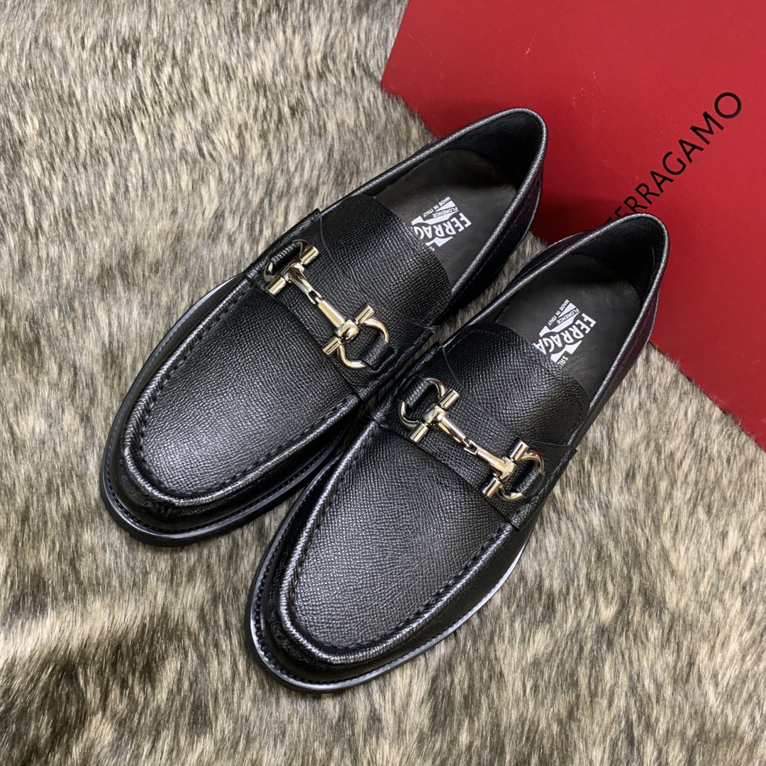 Ferragamo Men's Black Leather Loafers with Silver Buckle Detail - Size 39-44 4 i1686408664 2450 2