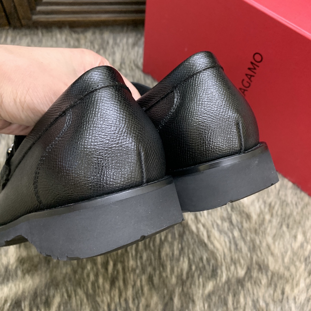 Ferragamo Men's Black Leather Loafers with Silver Buckle Detail - Size 39-44 10 i1686408664 3055 8