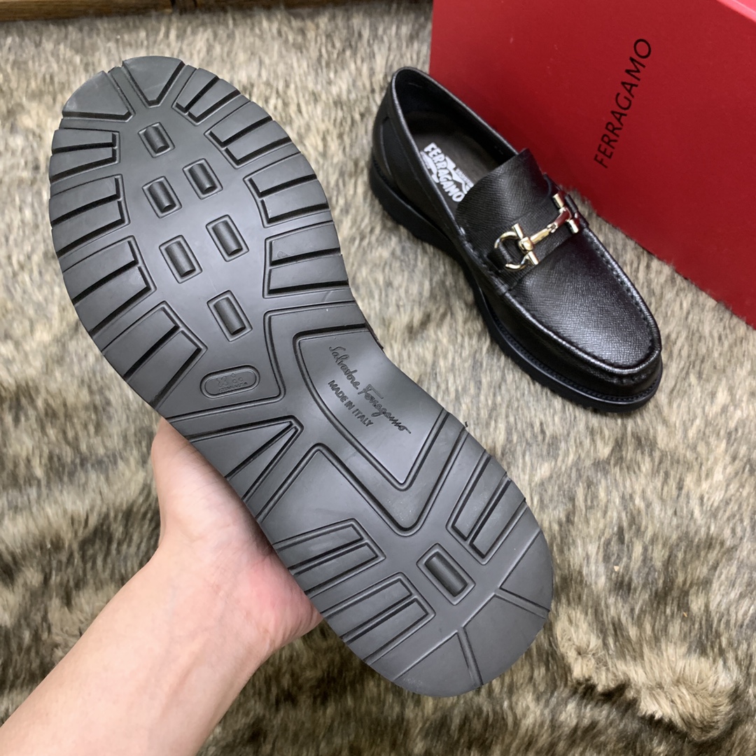 Ferragamo Men's Black Leather Loafers with Silver Buckle Detail - Size 39-44 8 i1686408664 3753 6