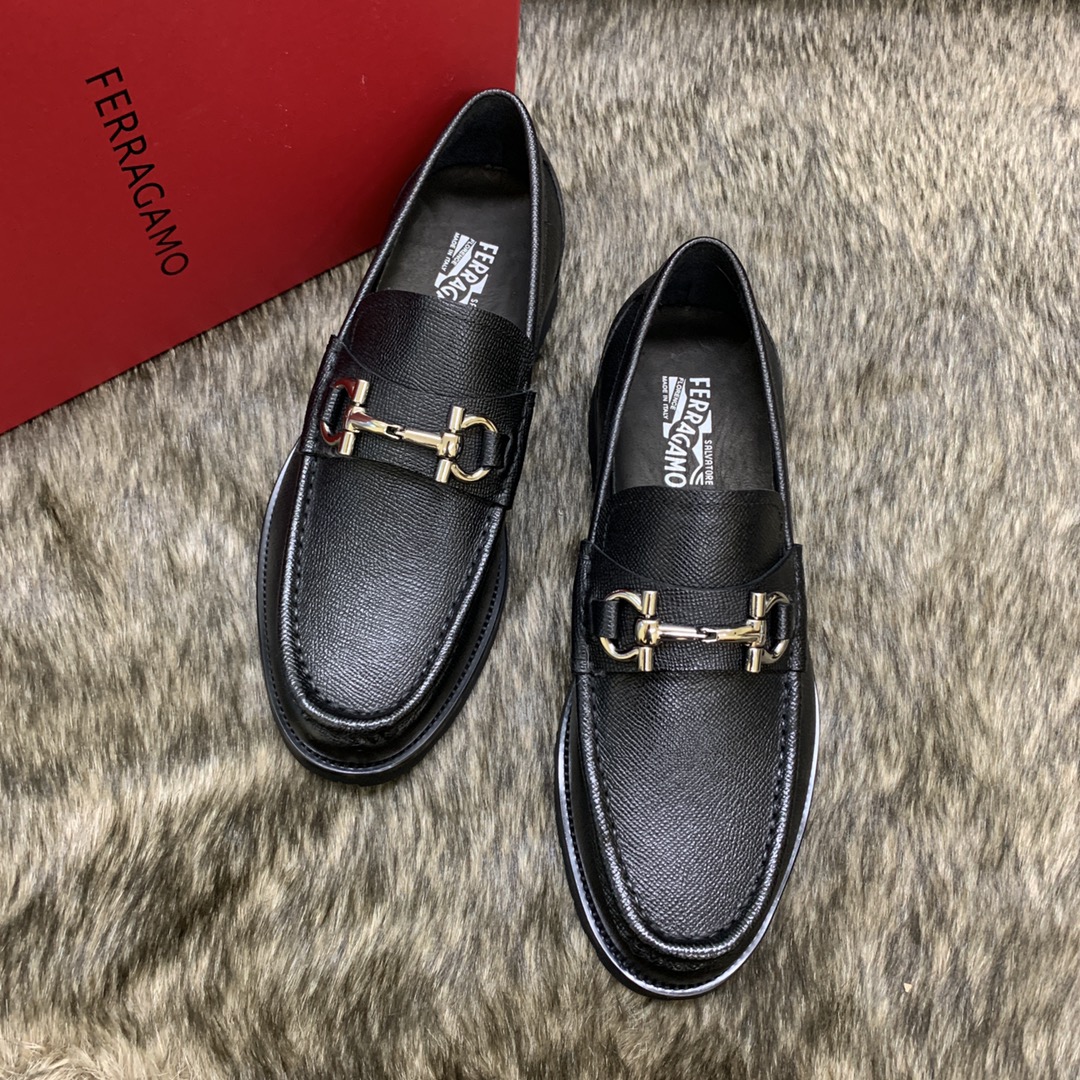 Ferragamo Men's Black Leather Loafers with Silver Buckle Detail - Size 39-44 3 i1686408664 3897 1